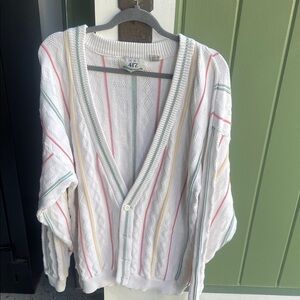 Van Heusen White Multicolor Striped Cardigan